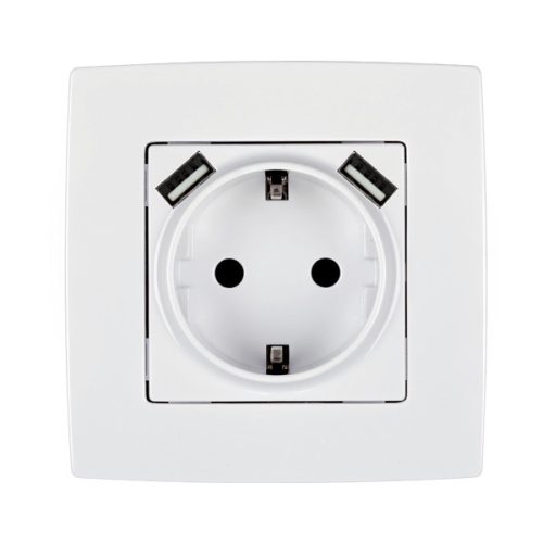 CITY NÉMET TÍPUSÚ DUGALJ+2 USB FEHÉR