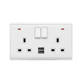 LONDONI DUPLA ALJZAT 2P GOMBOS KAPCSOLÓ NEON+USB FEHÉR