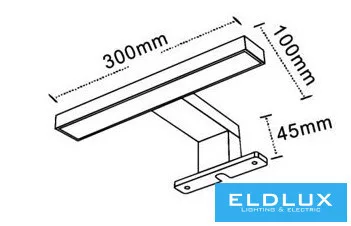 UNIVERSO Bútorra szerelhető lámpa 5w 400lm 4000k IP44 300x100x45mm króm