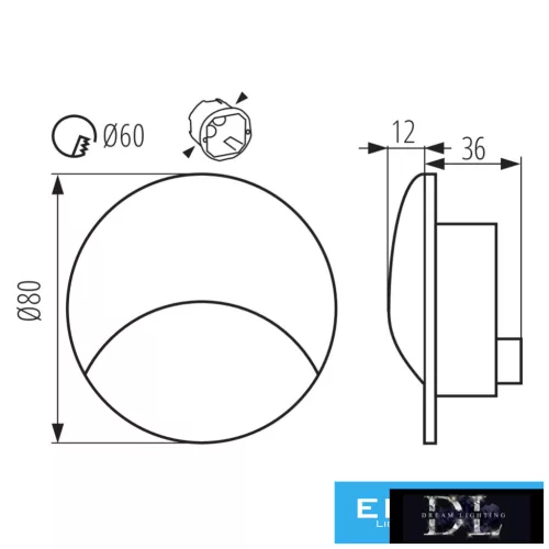 KANLUX EXIN LED O GR-NW lépcsővilágító lámpatest