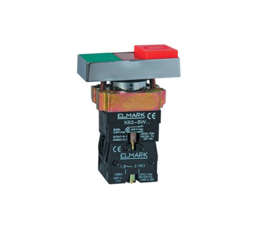 BEÉPÍTHETŐ DUPLA NYOMÓGOMB BW 8475 224V 1NO+1NC PIROS ÉS ZÖLD+LED INDIKÁTOR