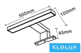 UNIVERSO Bútorra szerelhető lámpa 7w 650lm 4000k IP44 500x100x45mm fekete