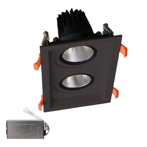 DOUBLE LED SPOT LIGHT 2X15W 230V 4000K BL+EMERGENCY KIT