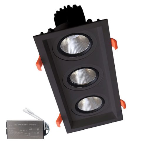 TRIPLA LED SPOTLÁMPA 3X15W 230V 4000K BL+VÉSZHELYZETI KÉSZLET
