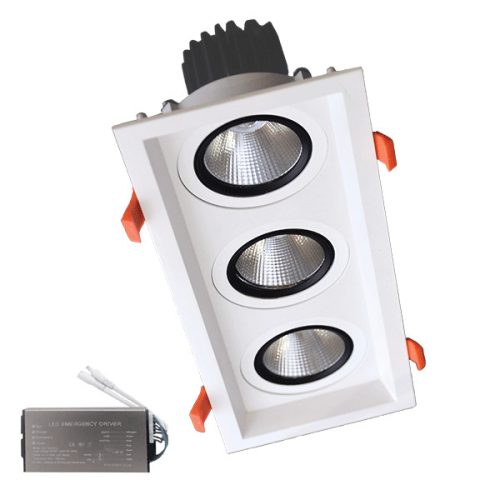 TRIPLA LED SPOTLÁMPA 3X15W 230V 4000K WH+VÉSZHELYZETI KÉSZLET