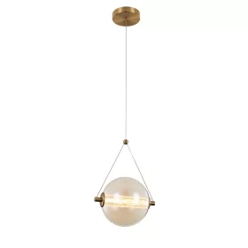 SPLENDOR LED FÜGGŐLÁMPA 6W 3000K, SÁRGARÉZ+KOGNAC ÜVEG