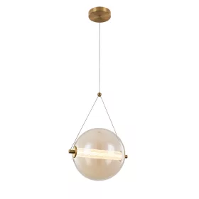 SPLENDOR LED FÜGGŐ 9W 3000K, SÁRGARÉZ+KOGNAC ÜVEG