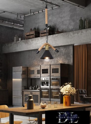 UNIVERSO Kender kötél csillár 1xE27 IP20 D290x1200mm fekete