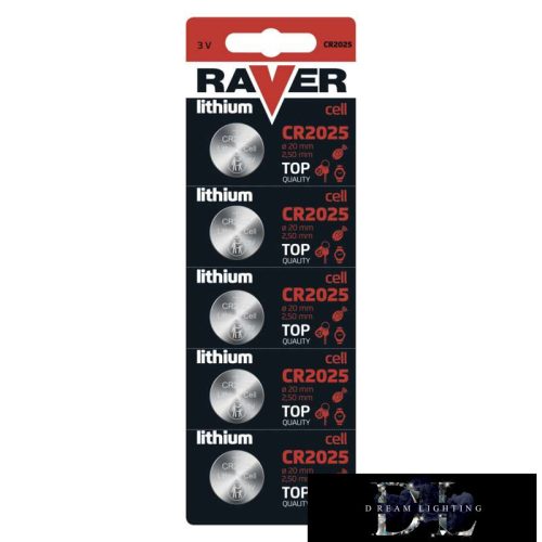 RAVER lítium gombelem CR2025 5db/bliszter