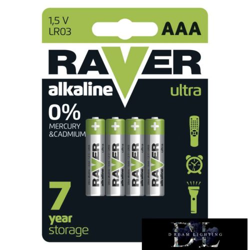 RAVER alkáli elem LR03 (AAA) 4db/bliszter