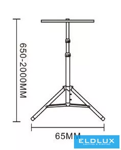 UNIVERSO Háromlábú állvány 2db reflektorokhoz 650-2000mm magas fekete