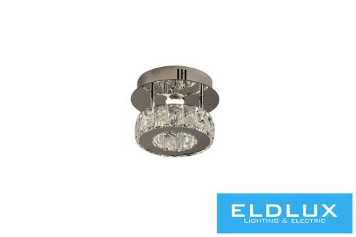 ELDLUX Kristály üveg mennyezeti lámpa 9w 720lm CCT IP20 D200x150mm Króm