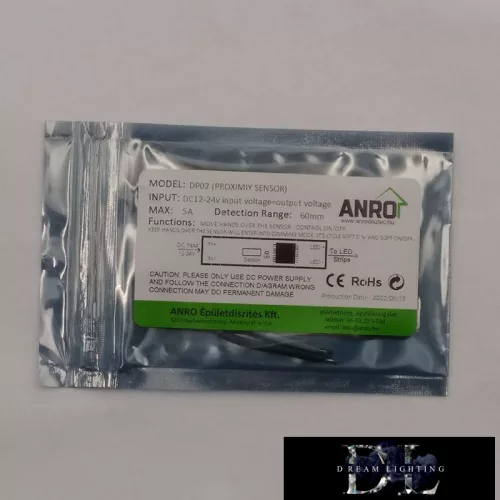 ELDLUX Sínbe beépíthető LED vezérlő közelségérzékelős kapcsoló és dimmer (DC:12/24V 5A)