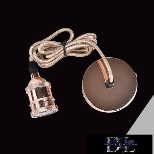 UNIVERSO Függeszték fém foglalattal 1xE27 max. 240V 60w 2 méter rózsgold