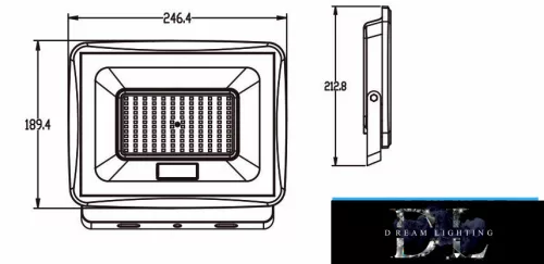UNIVERSO LED reflektor 100w 9000lm 3000k IP65 szürke 212x246x36mm