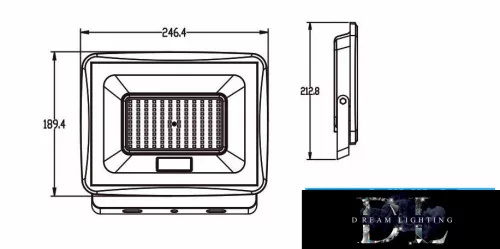 UNIVERSO LED reflektor 100w 9000lm 3000k IP65 fekete 212x246x36mm