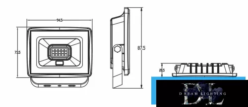 UNIVERSO LED reflektor 10w 900lm 6500k IP65 fekete 87x94x20mm