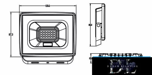 UNIVERSO LED reflektor 20w 1800lm 4000k IP65 fekete 101x110x22mm