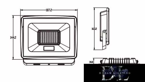 UNIVERSO LED reflektor 50w 4500lm 3000k IP65 szürke 135x147x29mm