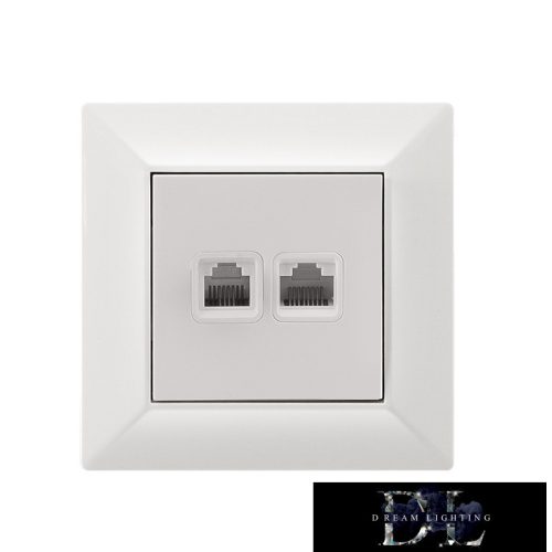 ELDLUX ELDGROUND RJ11 TEL + RJ45 Cat.5e UTP aljzat fehér