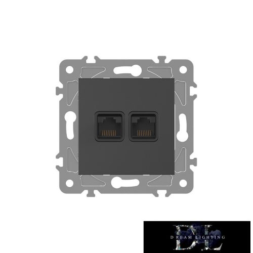 ELDLUX ELDGROUND 2×RJ45 Cat.5e UTP aljzat fekete