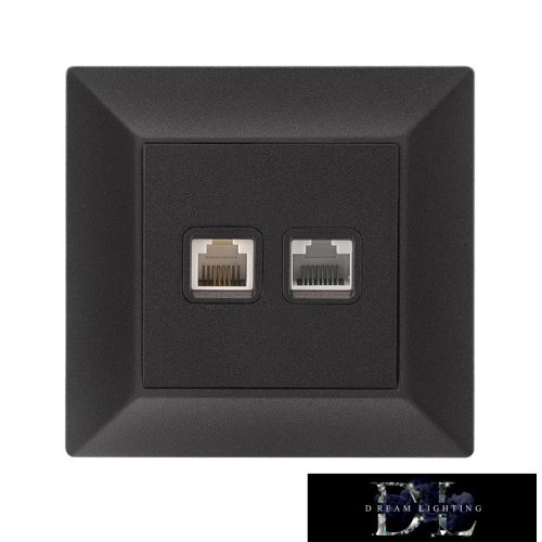ELDLUX ELDGROUND RJ11 TEL + RJ45 Cat.5e UTP aljzat fekete