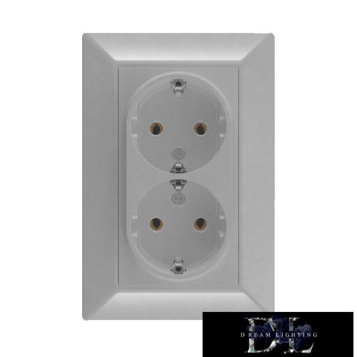 ELDLUX ELDGROUND Dupla 2P+F csatlakozóaljzat ezüst