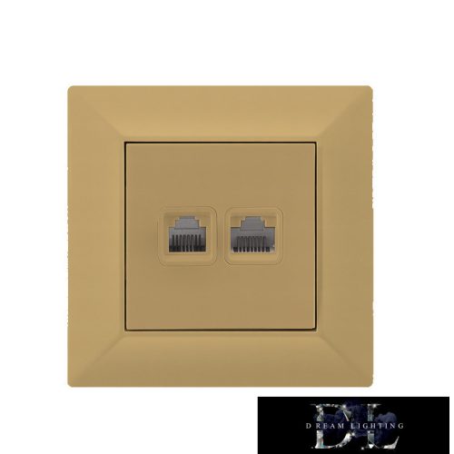 ELDLUX ELDGROUND RJ11 TEL + RJ45 Cat.5e UTP aljzat arany