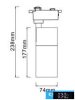 UNIVERSO Egyfázisú sínhez lámpa 15w 1270lm CCT.kap 38°  IP20 Fekete D74x238mm