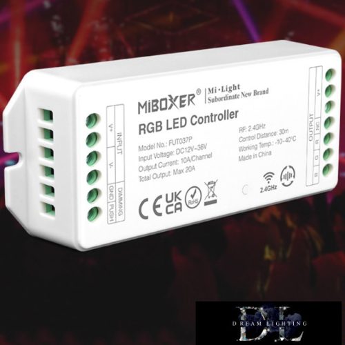 MIBOXER RF 2.4G RGB LED Szalaghoz Vezérlő DC:12-36V Max:20A 10A/CH