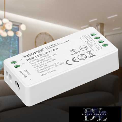 MIBOXER RF 2.4G RGB LED Szalaghoz Vezérlő DC:12-24V Max:12A 6A/CH