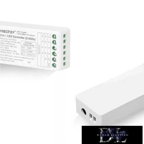 MIBOXER 3in1 RF 2.4G RGB/RGBW/RGB-CCT LED Szalaghoz Vezérlő DC:12-24V Max:12A