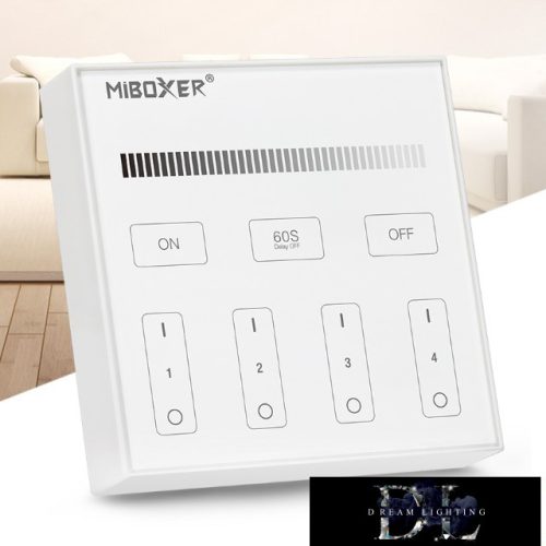 MIBOXER RF 2.4G SIMA LED Szalaghoz Fali Távirányító 4 Zónás fehér