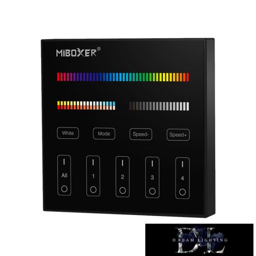 MIBOXER RF 2.4G RGB+CCT LED Szalaghoz Fali távirányító 4 Zónás fekete