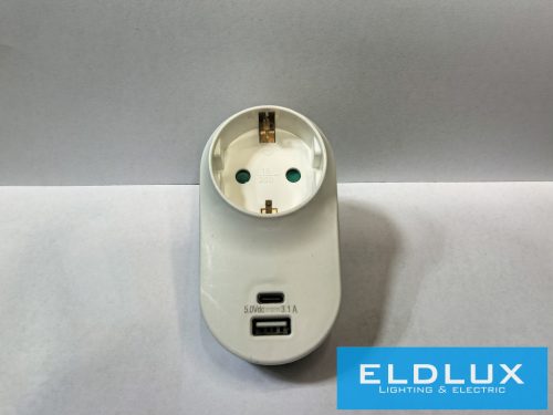 ELDLUX Elosztó 1x type F + 1x USB type A + 1x USB type-C IP20
