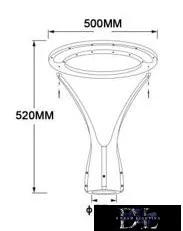 UNIVERSO Kültéri kerti lámpa fej 100w 9300lm 4000k IP65 fekete D500x520mm