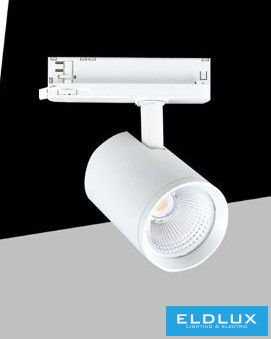 UNIVERSO Háromfázisú sínhez spotlámpa 40w 4650lm 4000k Ra90 38° IP20 Fehér D90x128mm 5év