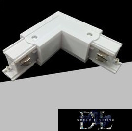 UNIVERSO Háromfázisú sínhez L-alakú toldóelem fehér 98x98x33mm