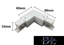 UNIVERSO Háromfázisú sínhez L-alakú toldóelem fehér 98x98x33mm