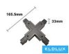 UNIVERSO Háromfázisú sínhez X-alakú toldó elem Fekete 165x165x33mm