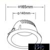 UNIVERSO mélysugárzó 24w 2400lm 6500k CRI≥80 60° kivágásØ140 fehér