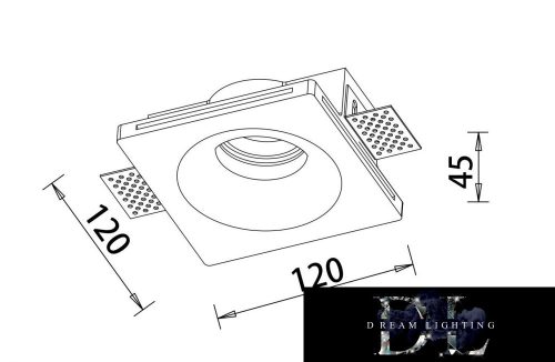 UNIVERSO Gipsz süllyesztett spot lámpatest 1xGU10 120x120x45mm IP20 fehér
