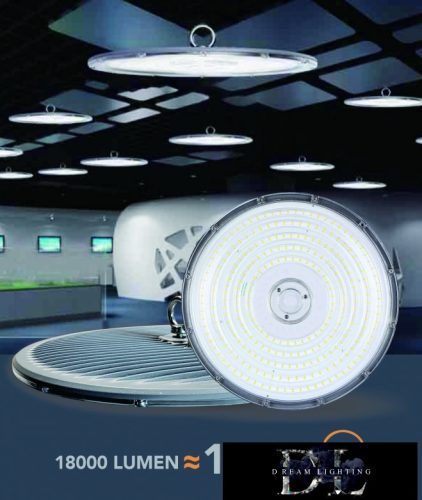 UNIVERSO Csarnok világítás 200w 18000lm 6500k D400x83mm IP65 fekete