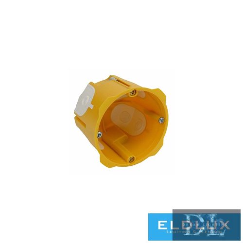 KOPOS Gipszkarton szerelvénydoboz gumis mély 1-es kerek 78mmx 70mm x műanyag sárga csavarral KPRL