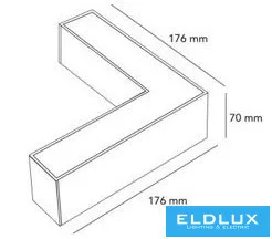UNIVERSO LL57-lámpához L-alakú toltóelem 12w 1560lm 4000k-6500k kapcsolóval IP20 Fehér 176x176x70mm 5év