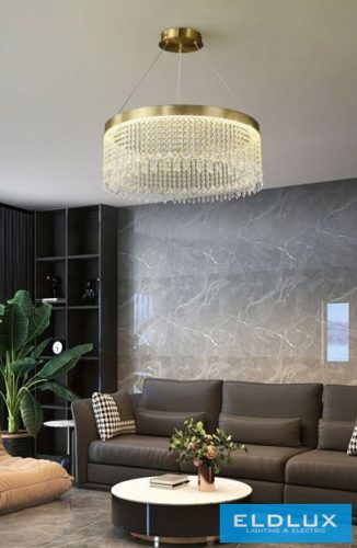 UNIVERSO Kristály üveg csillár 27w 2160lm 6500k arany D500x1200mm