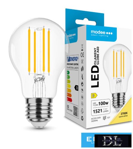 Modee LED Izzó Filament A60 11,2W E27 320° 2700K (1521 lumen) ERP