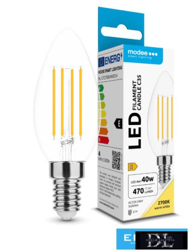 Modee LED Izzó Filament Gyertya C35 4W E14 360° 2700K (470 lumen) ERP