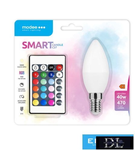 Modee LED Smart (Remote) Candle (Gyertya) C35 4,9W E14 270° RGB+W (470 lumen)