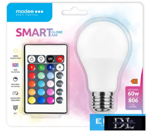Modee LED Smart (Remote) Globe (Gömb) A60 9,4W E27 270° RGB+W (806 lumen)